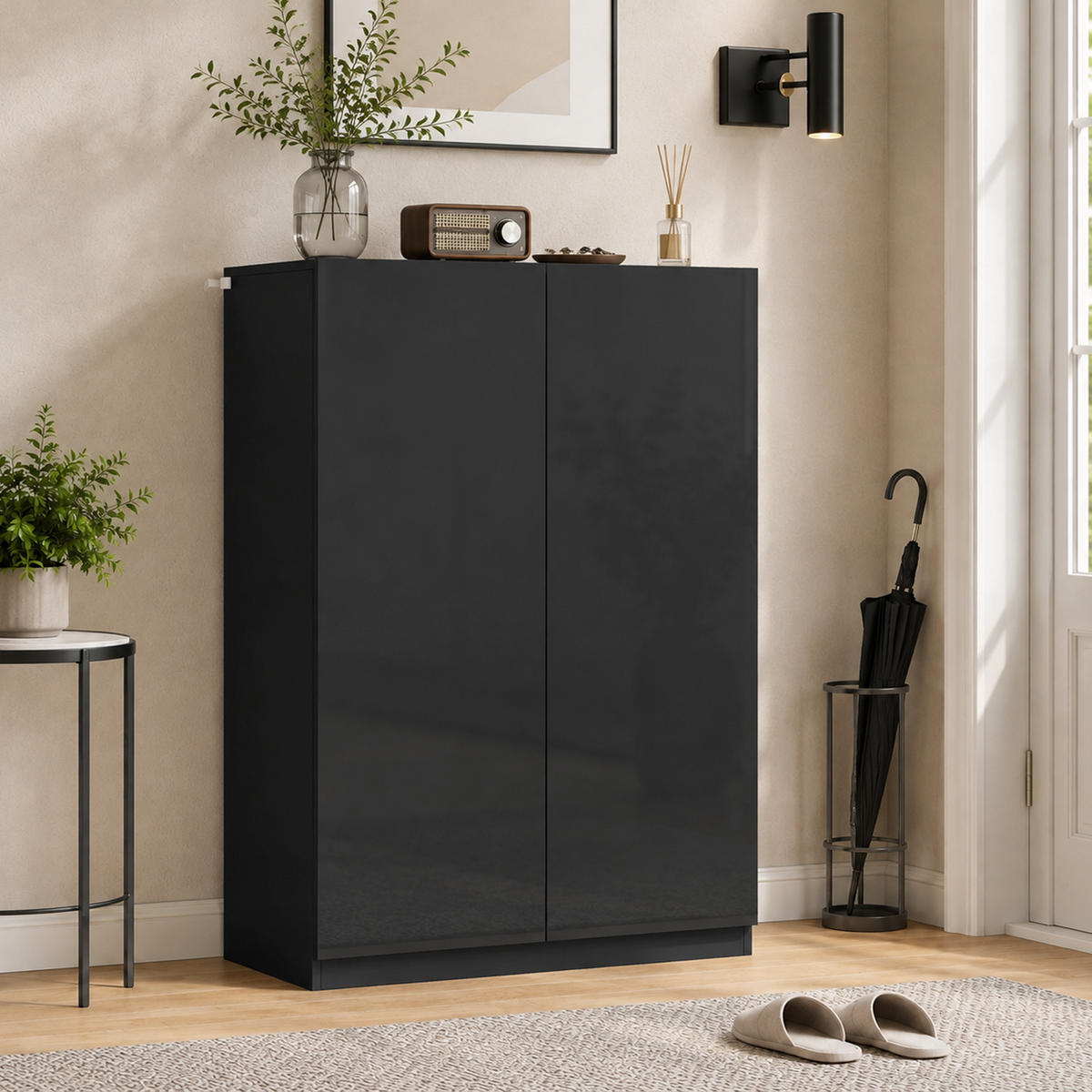 SCHUHSCHRANK Schwarz 34.0/72.0/103.0 cm - Schwarz, Holzwerkstoff (72/103/34cm)