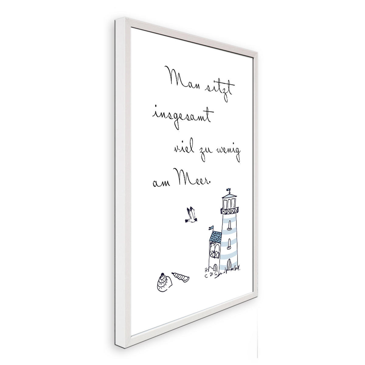 BILD mit Rahmen 51x71 cm Spruch: Meer Reisen - Blau, Holz (51/71cm) - artissimo