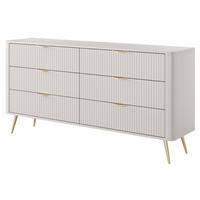 KOMMODE Beige Lena Modern Gerillt Auf Goldenen Beinen - Beige/Goldfarben, Holzwerkstoff (163/81/38cm) - Sepro Meble