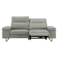 3-SITZER Sofa Virage Echtleder mit 1 x Relaxfunktion Perlgrau - Hellgrau, Leder/Metall (212/75/109cm)