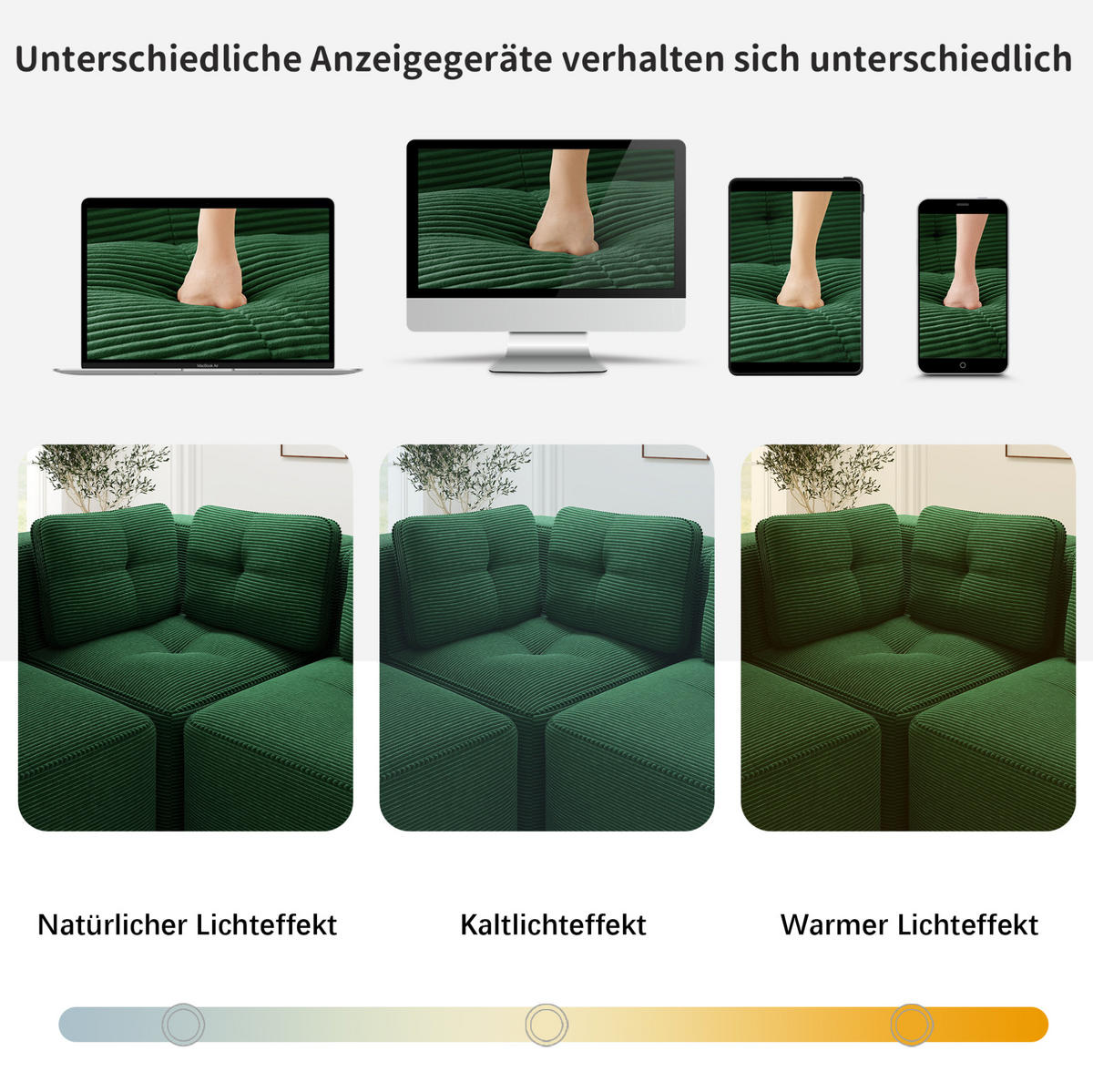 ECKSOFA 208/104/69 cm grün aus Cord mit modularem Design und weichem Sitzkomfort - Grün, Textil (104/208cm) - OKWISH