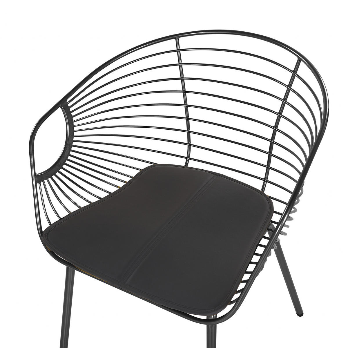 METALLSTUHL 2er-Set Schwarz Hoback - Schwarz, Textil/Metall (60/79/56cm) - Beliani