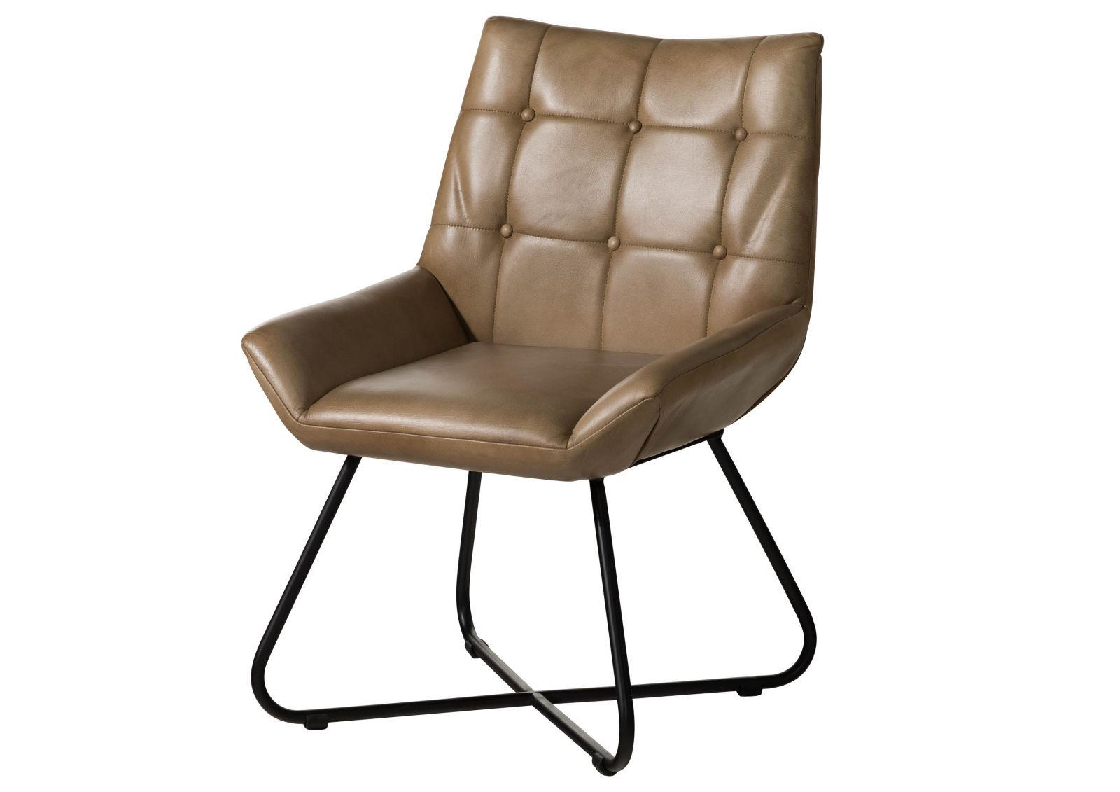 STUHL Echtleder (Büffel) 61 x 65 x 89 cm beige IRON LABEL #613 - Beige, Leder (61/89/65cm) - Massivmoebel24
