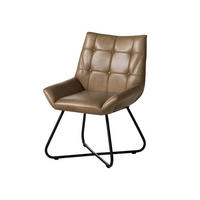 STUHL Echtleder (Büffel) 61 x 65 x 89 cm beige IRON LABEL #613 - Beige, Leder (61/89/65cm) - Massivmoebel24