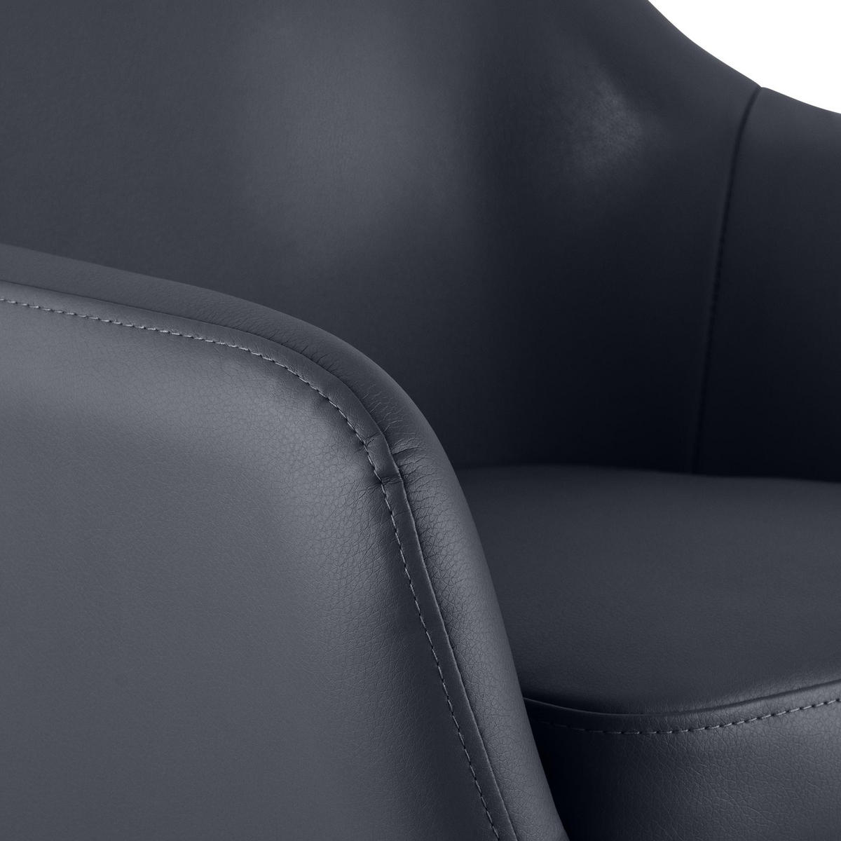 BARHOCKER Lederlook Schwarz - Eukalyptusholzfarben/Schwarz, Holz/Textil (55/99/46cm) - CLP