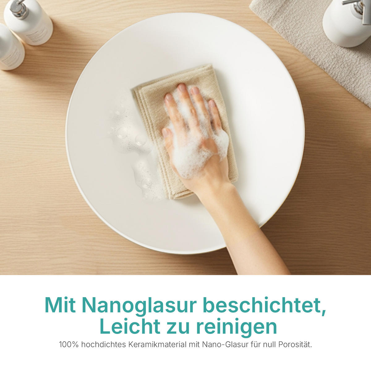 WASCHBECKEN Keramik Weiß Matt Ø41,5 / 15,5 cm - Weiß, Keramik (41.5/15.5/41.5cm) - EMKE