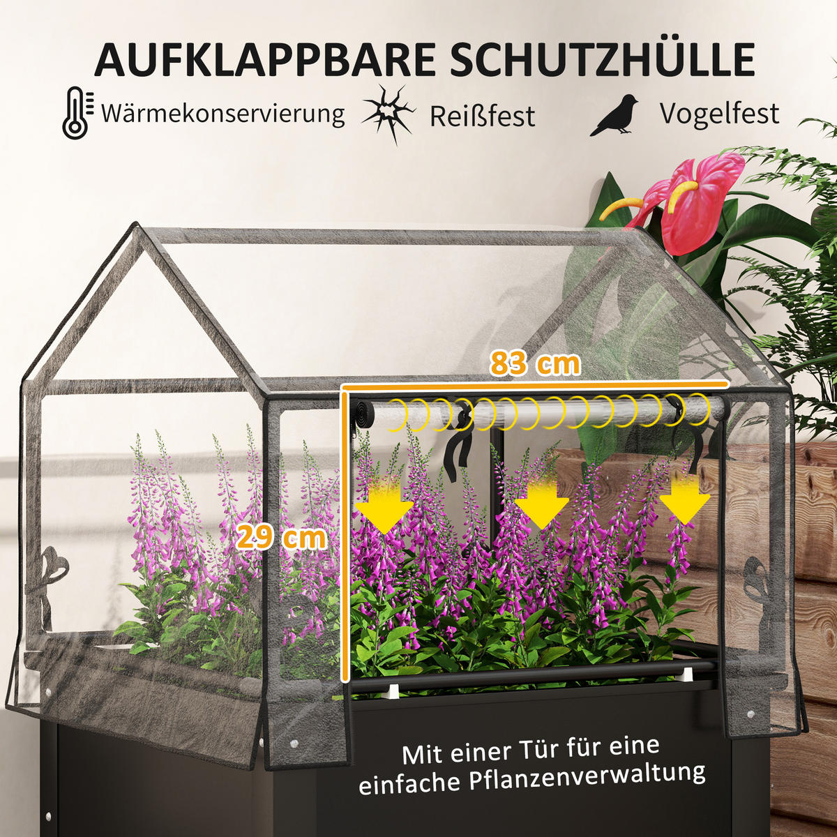HOCHBEET mit Abdeckung - Schwarz, Metall (60/120/60cm) - Outsunny