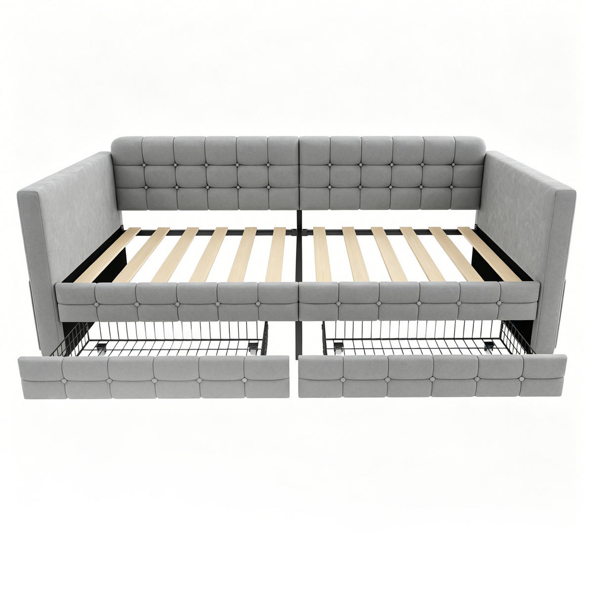 POLSTERBETT 90x190cm Schlafsofa Samt Stauraum Schubladen Grau - Hellgrau, Textil (90/190cm) - FLIEKS