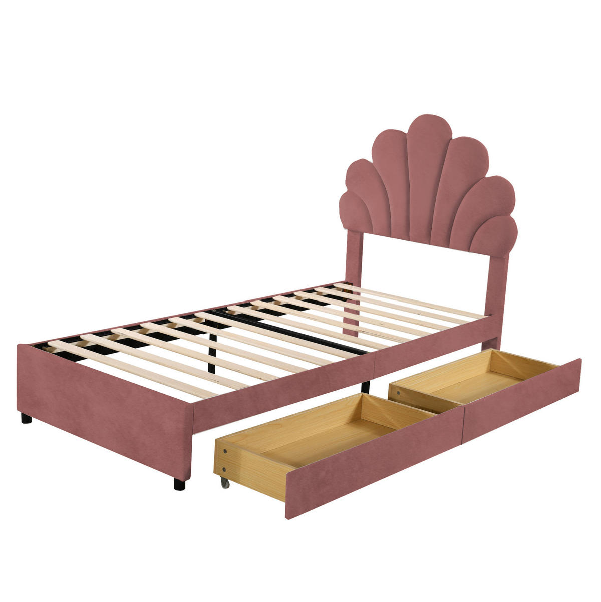 POLSTERBETT 90/200 cm Rosa mit 2 Schubladen ohne Matratze - Pink, Textil (90/200cm) - MIVRAY