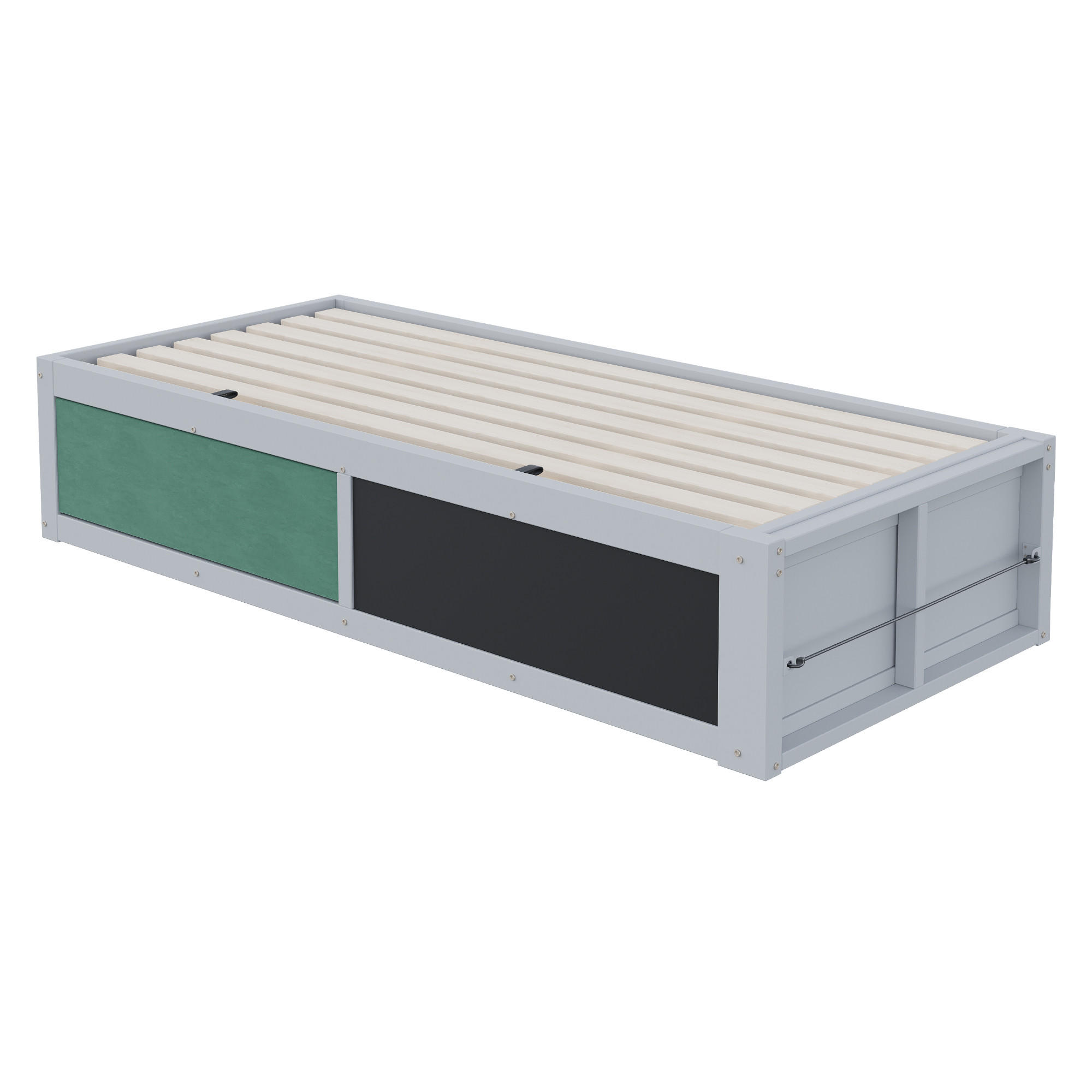 KINDEREINZELBETTEN aus Holz 90x200 cm in Grau mit hydraulischem Stauraum - Grau, Holz (90/200cm) - Modfu