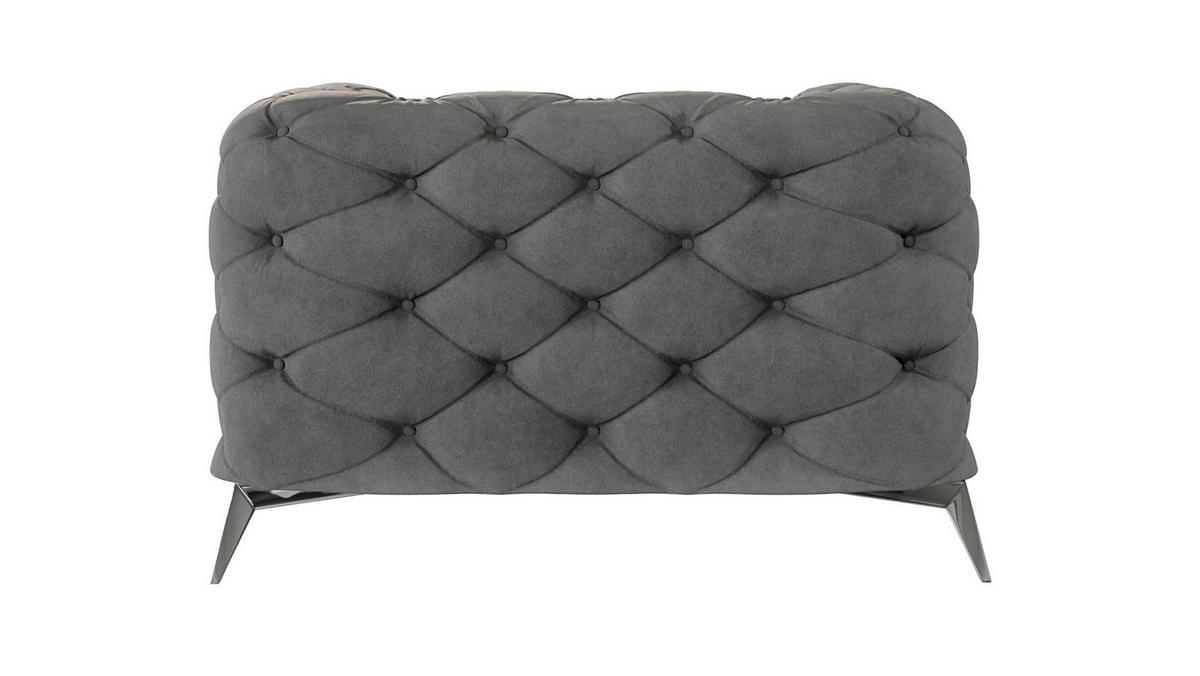 CHESTERFIELD-SESSEL Laura Grau Samt - Silberfarben/Grau, Holz/Textil (125/75/100cm) - S-Style Möbel