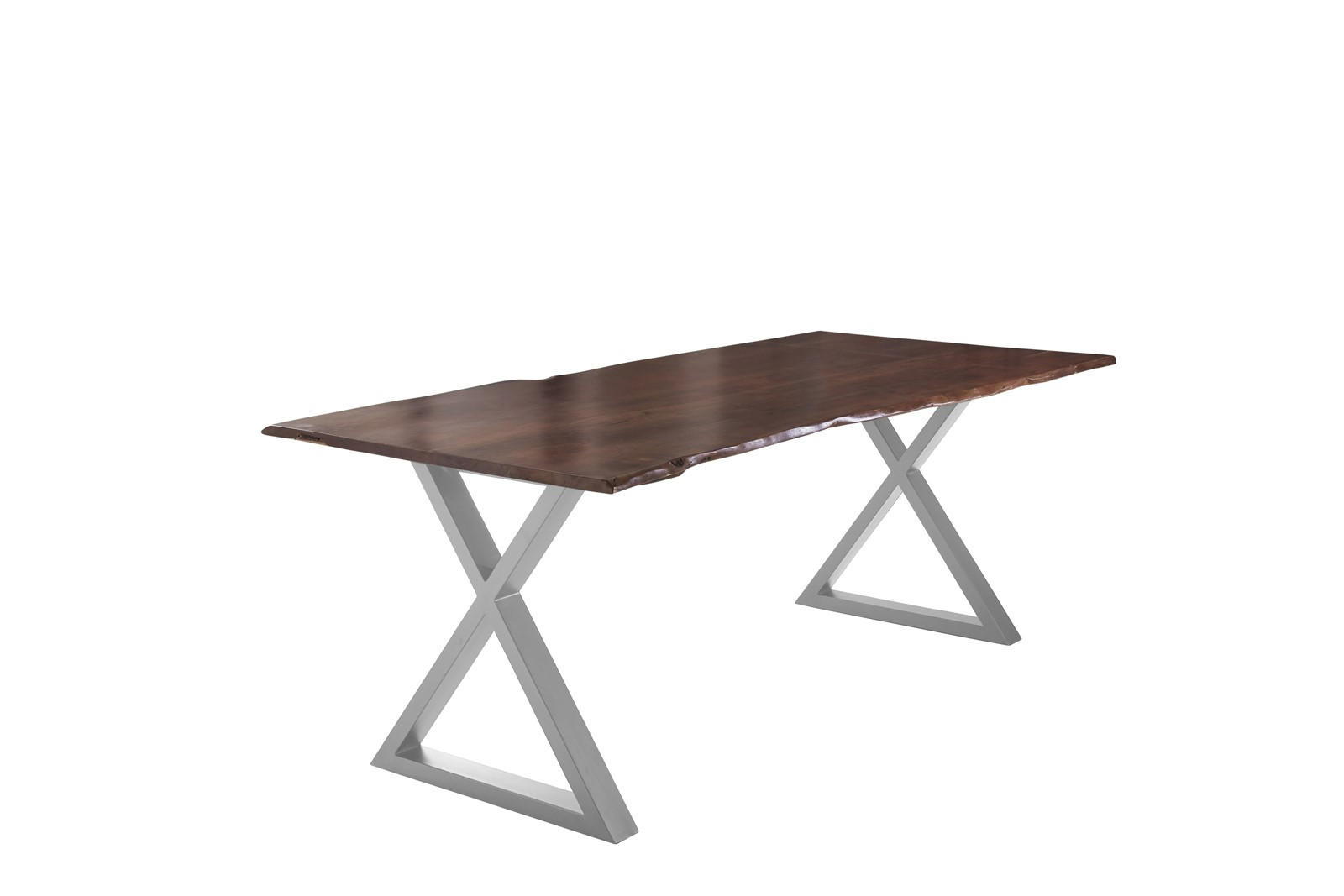 ESSTISCH LUBIN - Silberfarben/Braun, Holz/Metall (100/220/77cm) - SAM