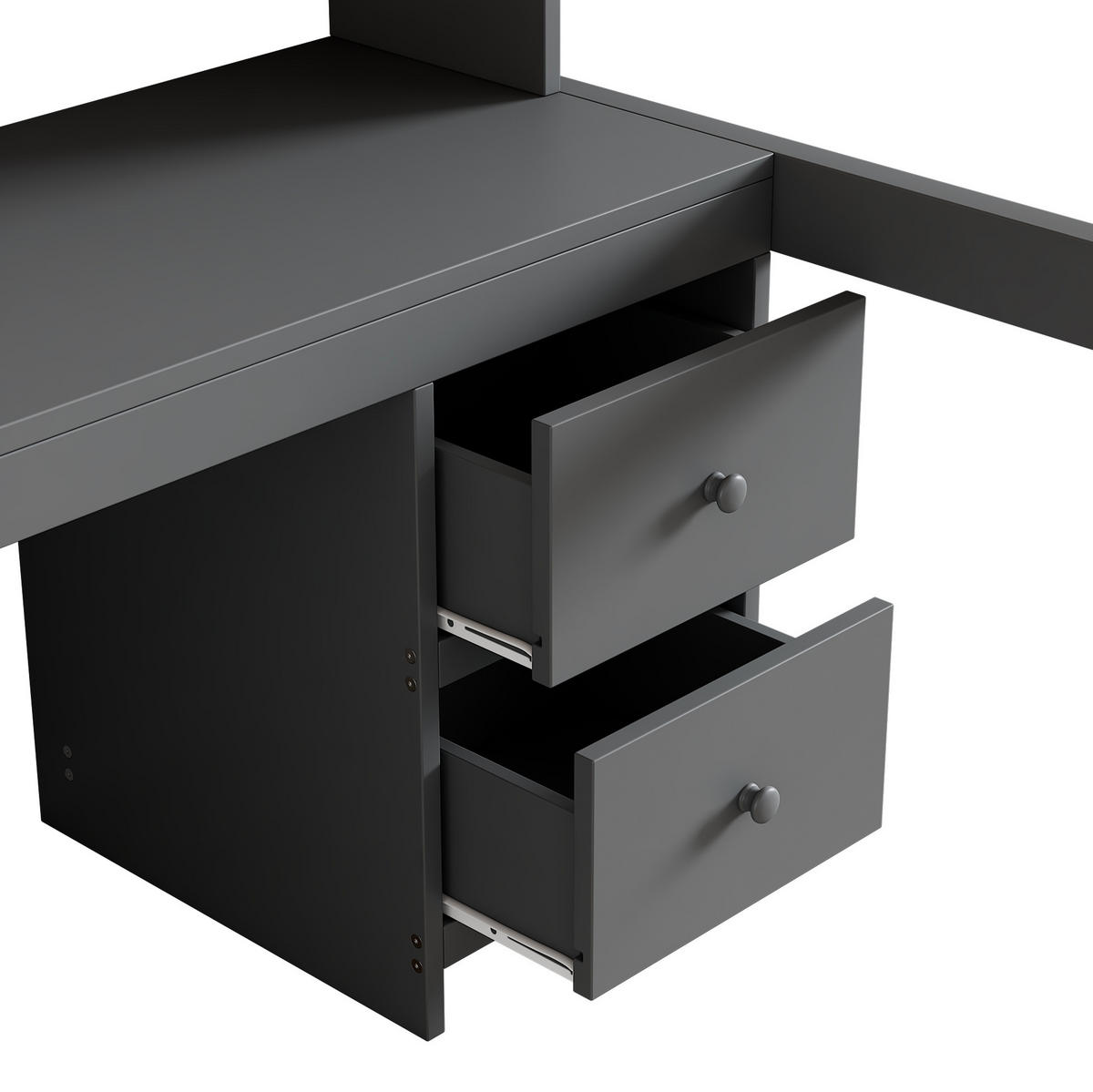 HOCHBETT 90/200 cm aus Kiefer massiv und MDF mit Schreibtisch und Stauraum Grau - Grau, Holz (90/200cm) - Modenvie