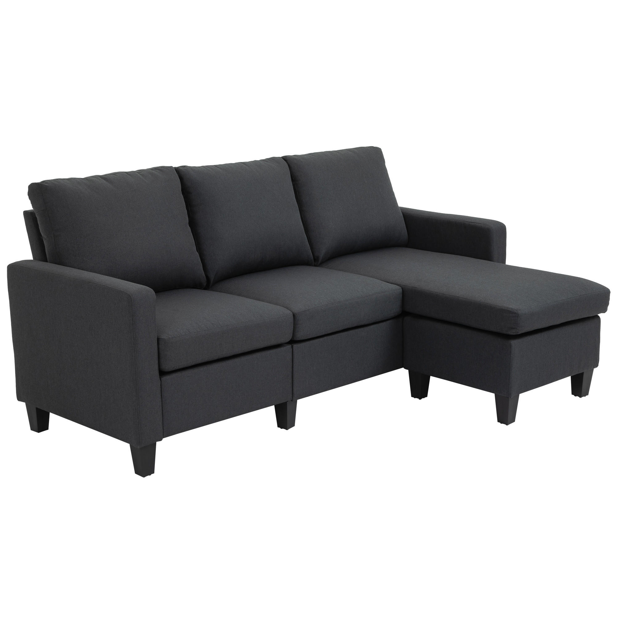 ECKSOFA, Stoffsofa, Leinen, Dunkelgrau - Dunkelgrau, Textil (139/197cm) - HOMCOM