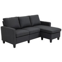 ECKSOFA L-Form Couchgarnitur mit wendbarer Chaiselongue Leinen - Dunkelgrau/Schwarz, Kunststoff/Textil (139/197cm) - HOMCOM