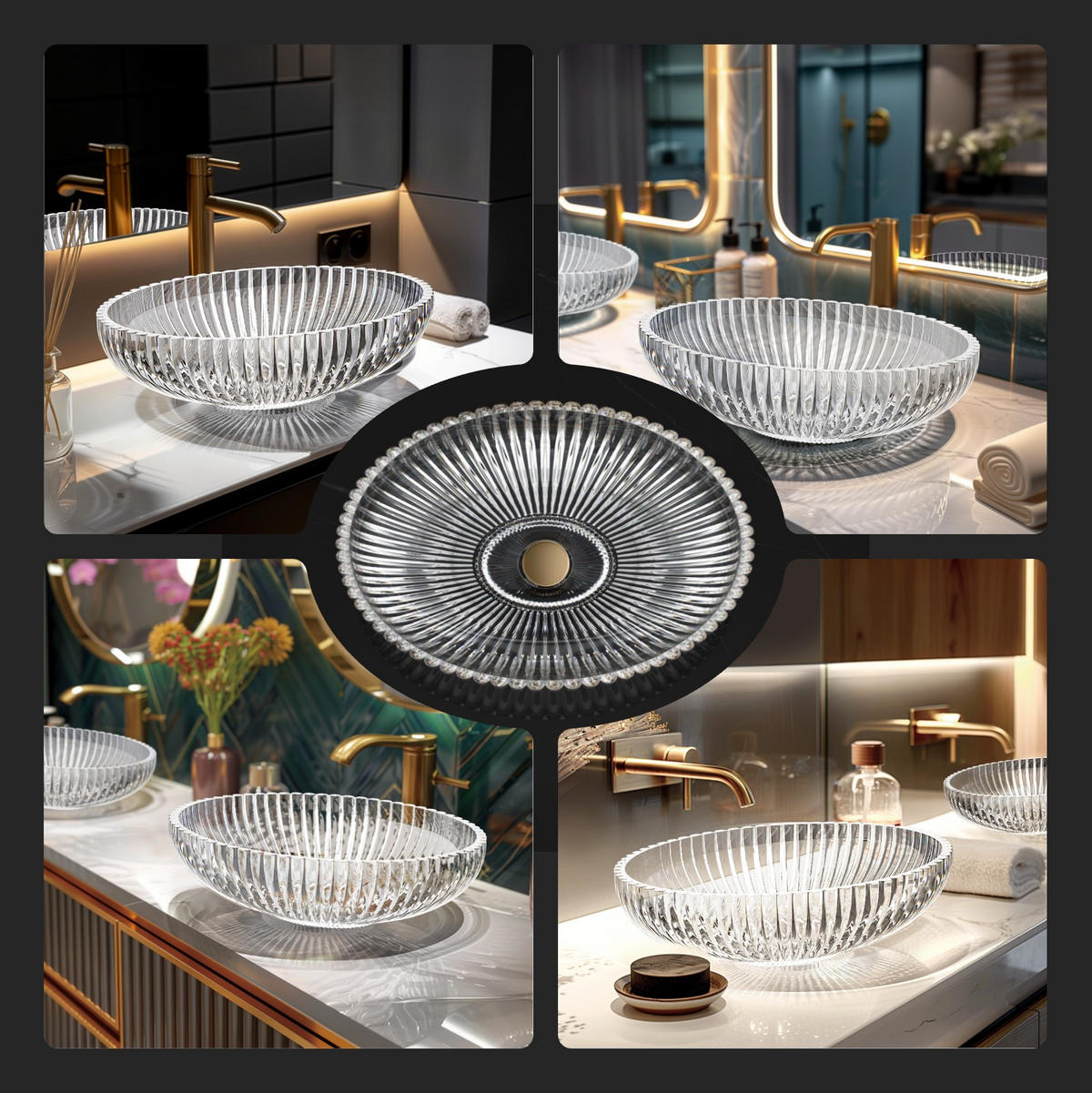 WASCHBECKEN Klarglas Oval 51 / 35 / 15 cm - Transparent, Glas (35/15/51cm) - EMKE