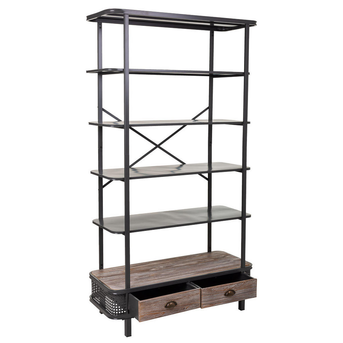 REGAL aus Metall und Holz, Grau, 100x40x181 - Grau, Metall (100/181/40cm) - Wanderlust