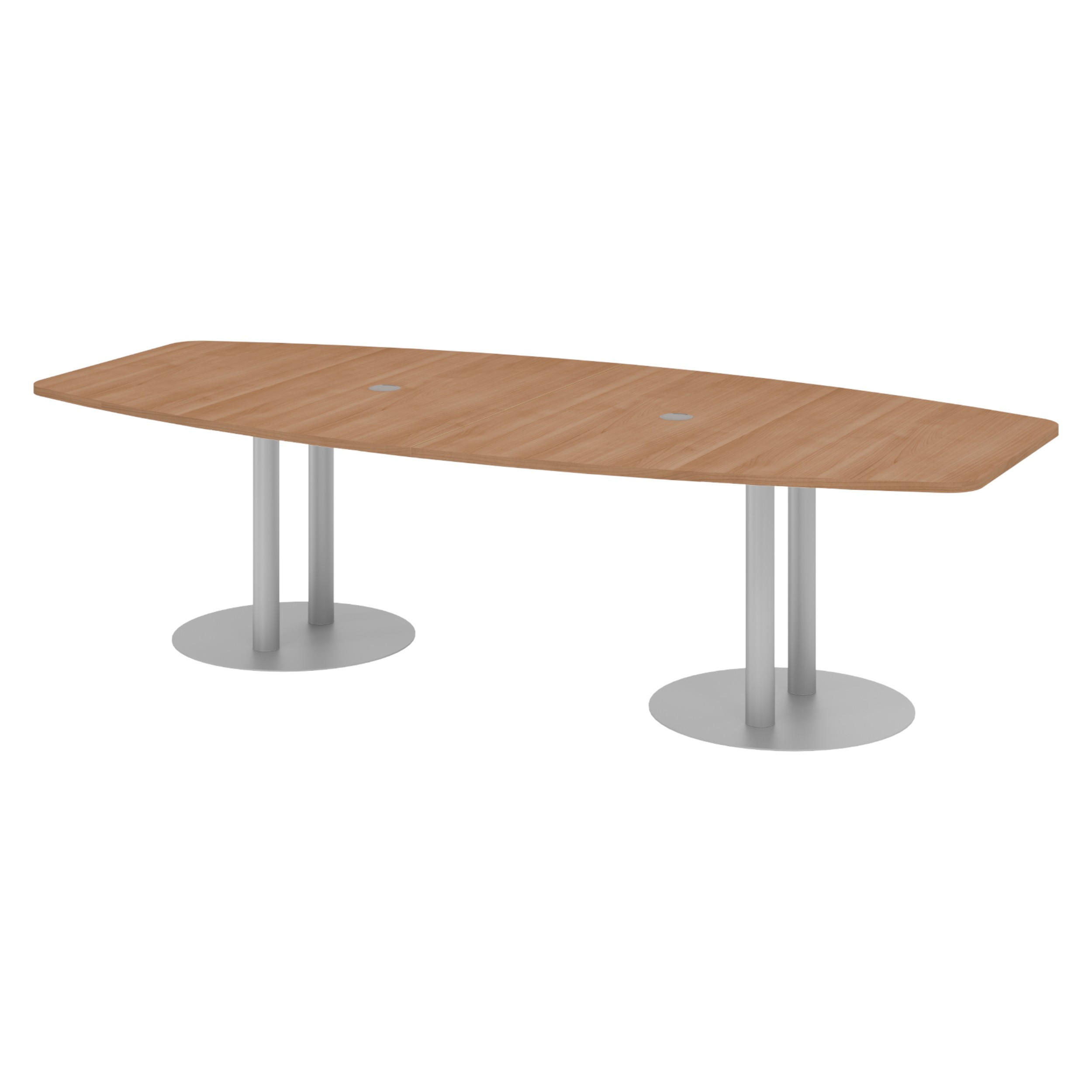 KONFERENZTISCH mittel KT28 130/280/74 cm in Nussbaumfarben/Säule in Silberfarben - Silberfarben/Nussbaumfarben, Holzwerkstoff (130/280/74cm) - bümö