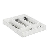 BESTECKKASTEN - Weiß, Kunststoff/Metall (26/4.5/36cm) - Relaxdays