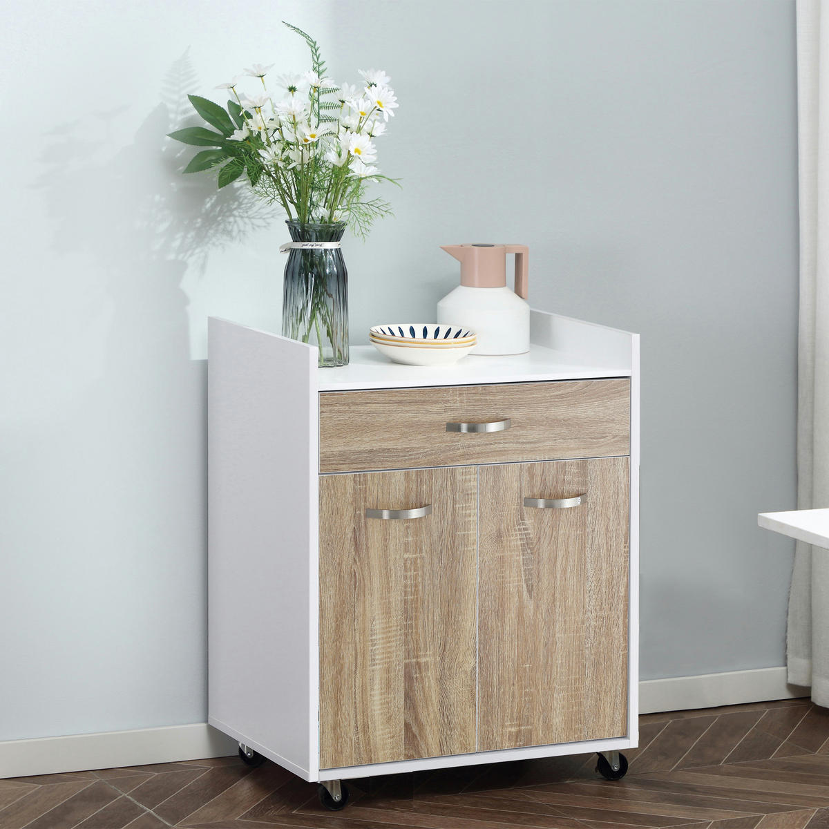 KÜCHENWAGEN DE-17097 Helleiche - Eichefarben, Holzwerkstoff (40/77/60cm) - ComfortXL