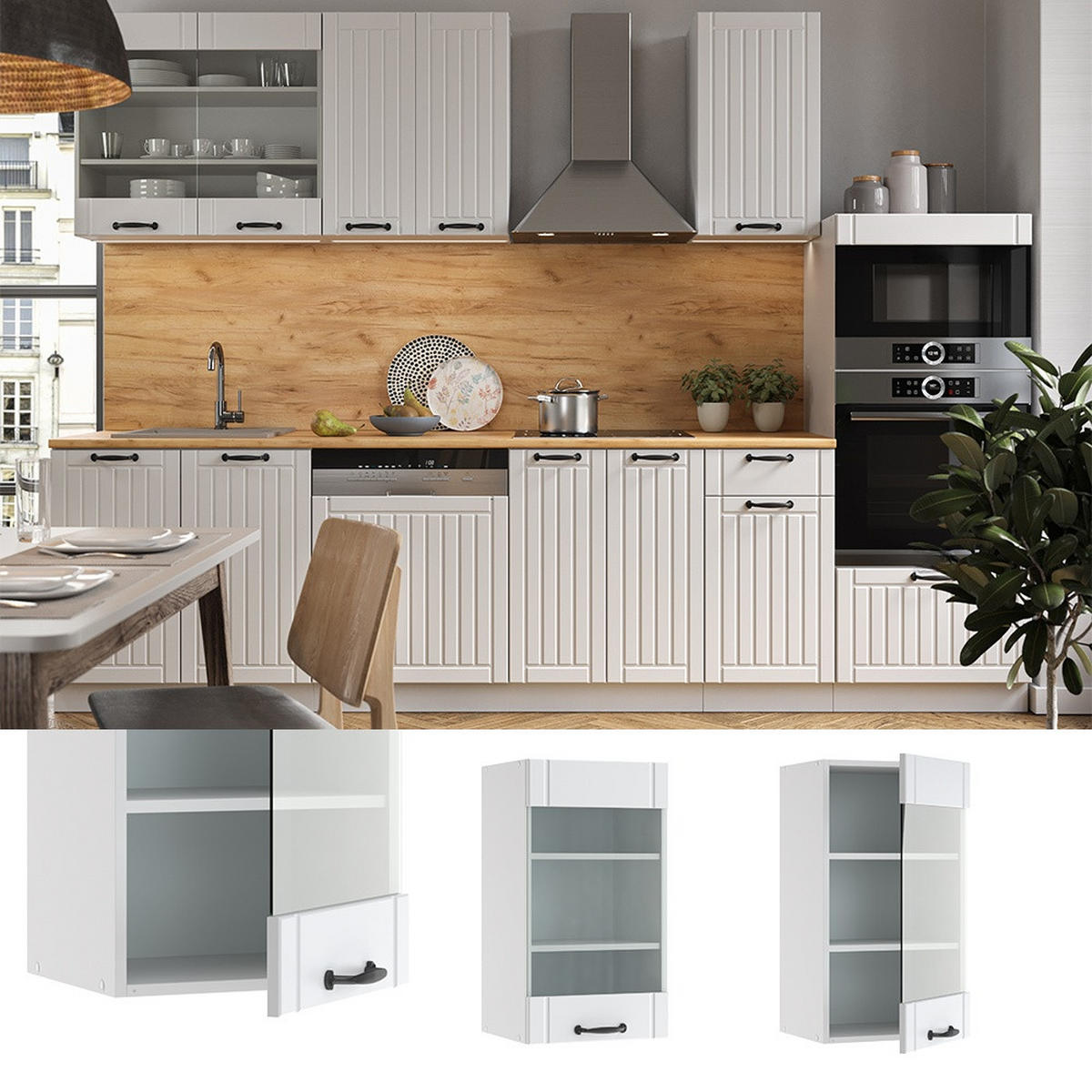 KÖKSGLASSKÅP Fame-Line Vitt hus på landet 40 cm - Vit, Träbaserade material (40/72/34.1cm) - Vicco
