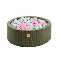 BÄLLEBAD für Kinder, Cord, Khaki - Salbeigrün/Hellrosa, Textil (90/90/30cm) - MeowBaby