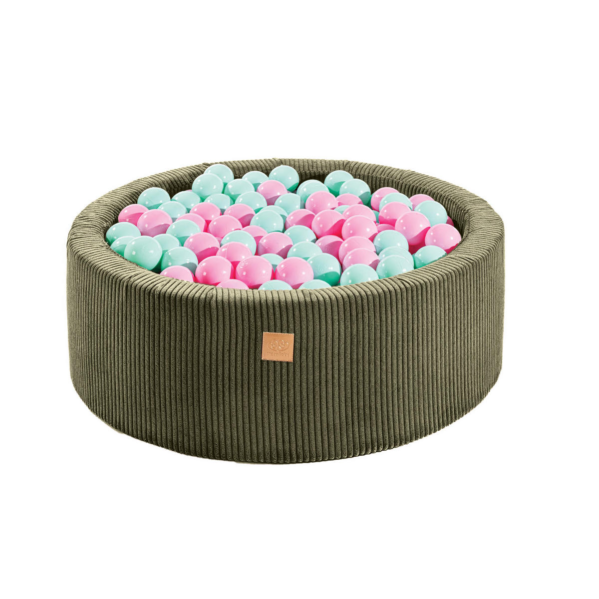 BÄLLEBAD für Kinder, Cord, Khaki - Salbeigrün/Hellrosa, Textil (90/90/30cm) - MeowBaby