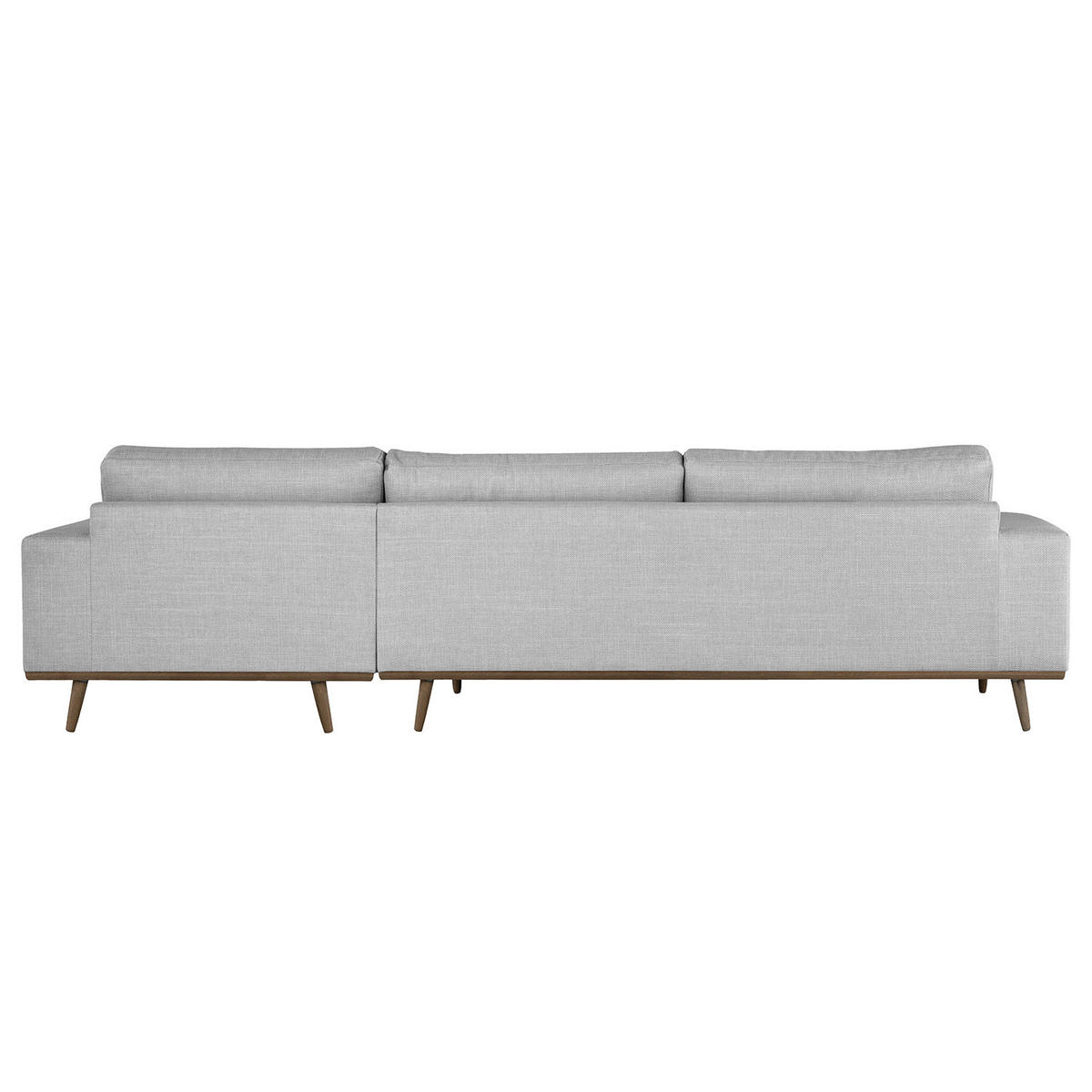 ECKSOFA mit Ottomane - Eichefarben/Hellgrau, Eichenholz/Textil (287/219cm) - home24