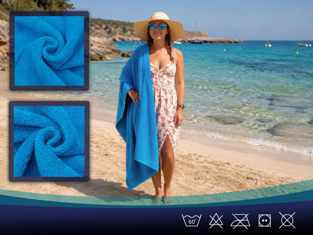 STRANDTUCH, 100x200 cm, 100% Baumwolle, Blau - Türkis, Textil (100/200cm) - Zollner