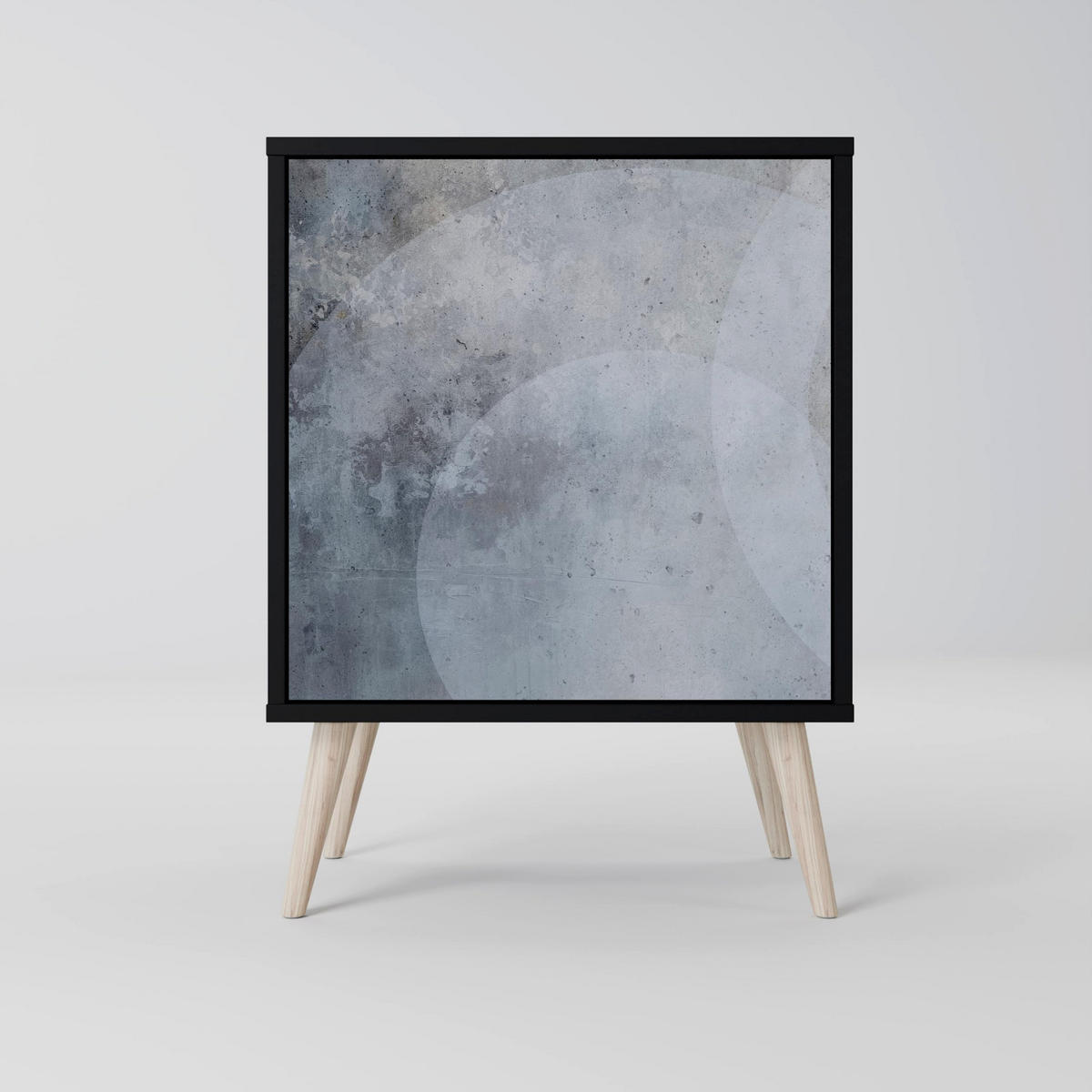 SIDEBOARD MUTED ARC, Schwarz, 57,5x42x67,5 cm, Schwarze Metall-Rahmenfüße - Multicolor/Schwarz, Holzwerkstoff/Metall (57.5/67.5/42cm) - SpaceRebels