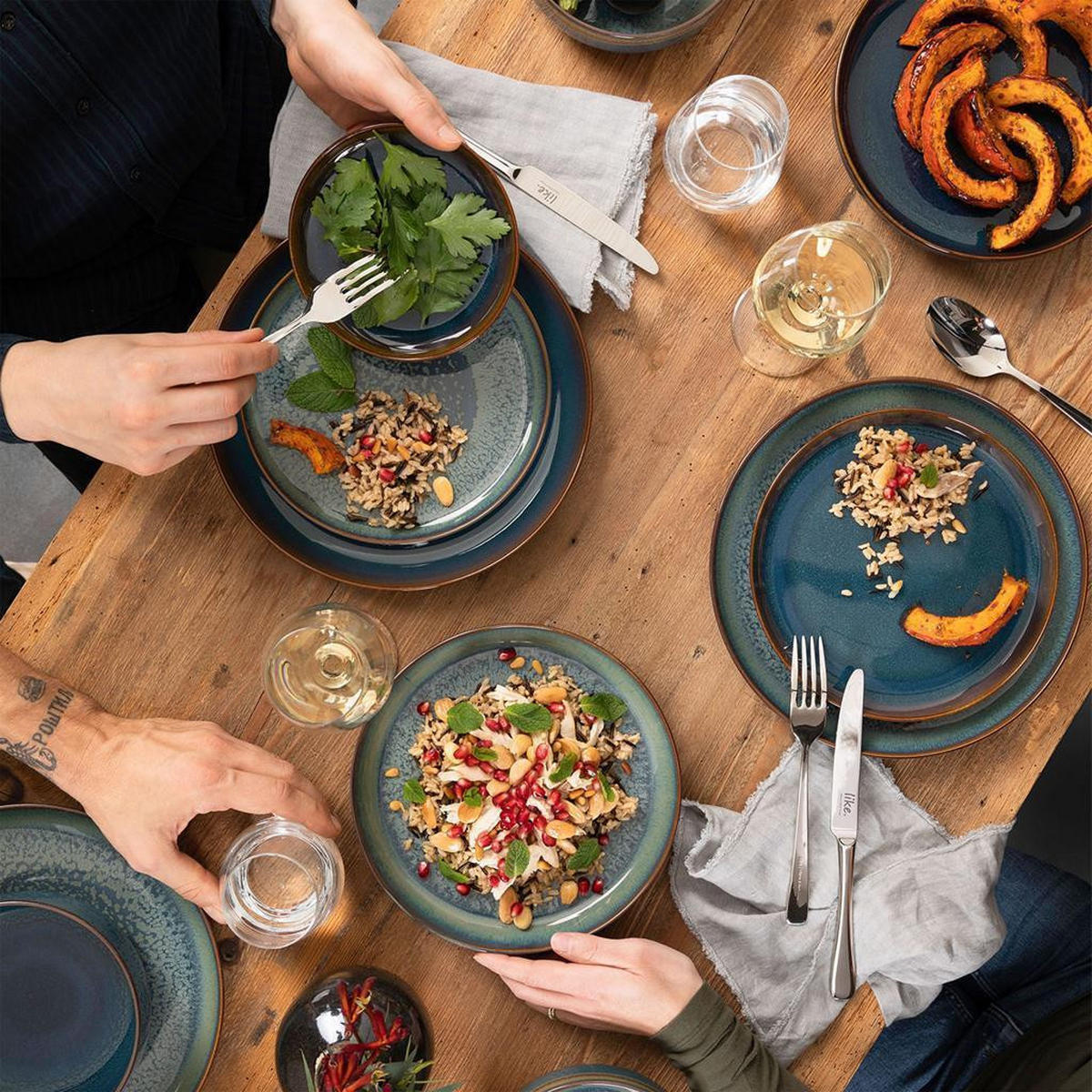 EINSTEIGER-SET Crafted Denim 8er Set - Blau, Keramik (1/1/1cm) - like.Villeroy & Boch