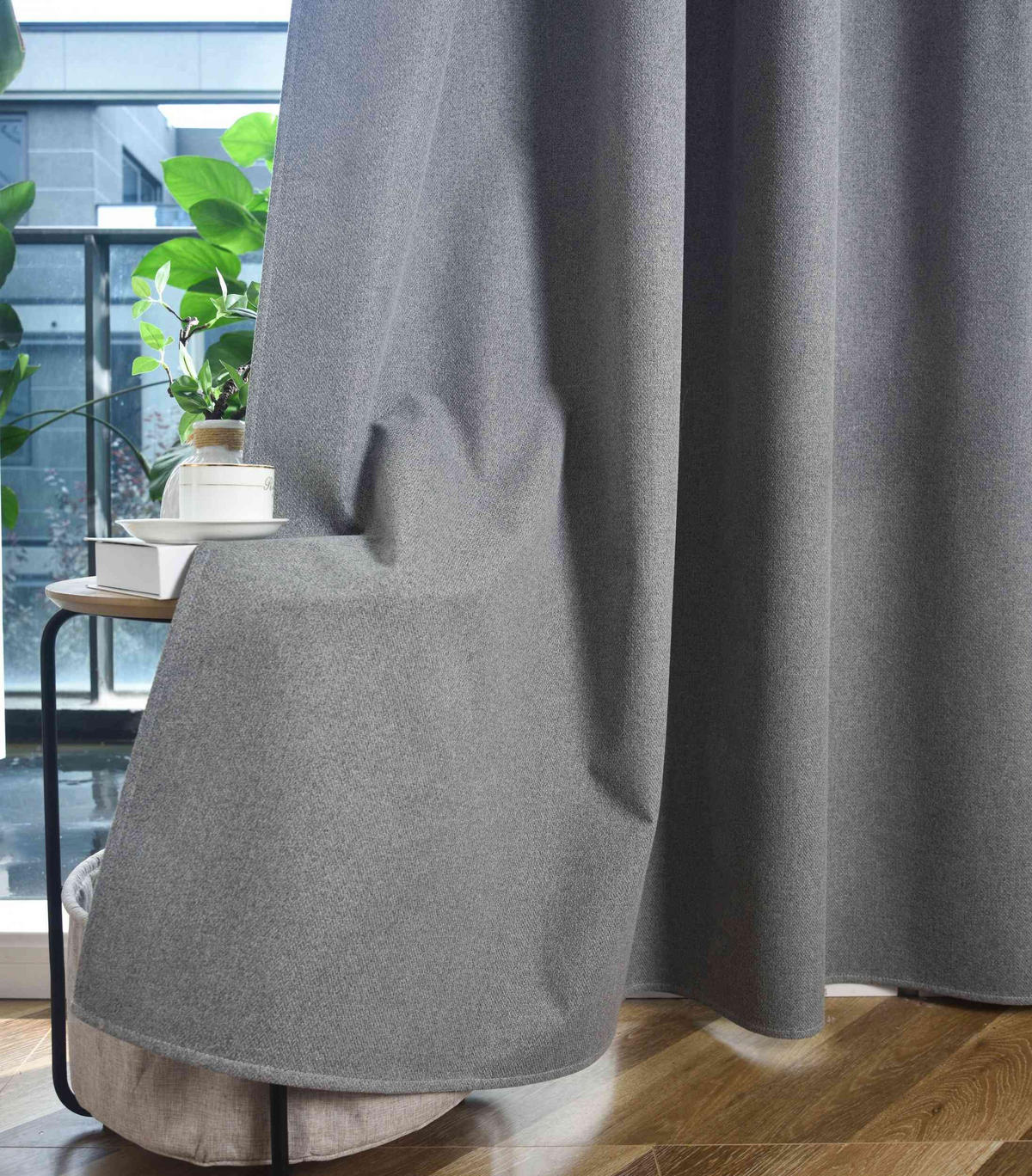 VORHANG 2ER SET »München Dark« HxB 175x145 cm Grau - Grau, Textil (145/175cm) - Gardinenbox