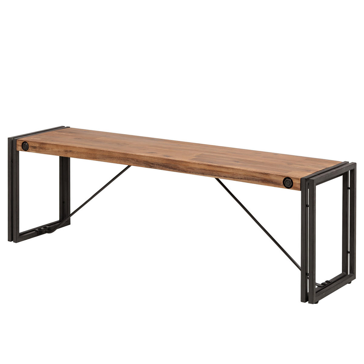 SITZBANK - Akazie massiv / Metall - Akaziefarben, Holz (165/45/36cm) - home24