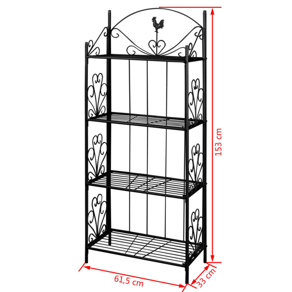 PFLANZENTREPPE Blumenregal Blumenständer Schwarz - Schwarz, Metall (33/153/61.5cm) - vidaXL