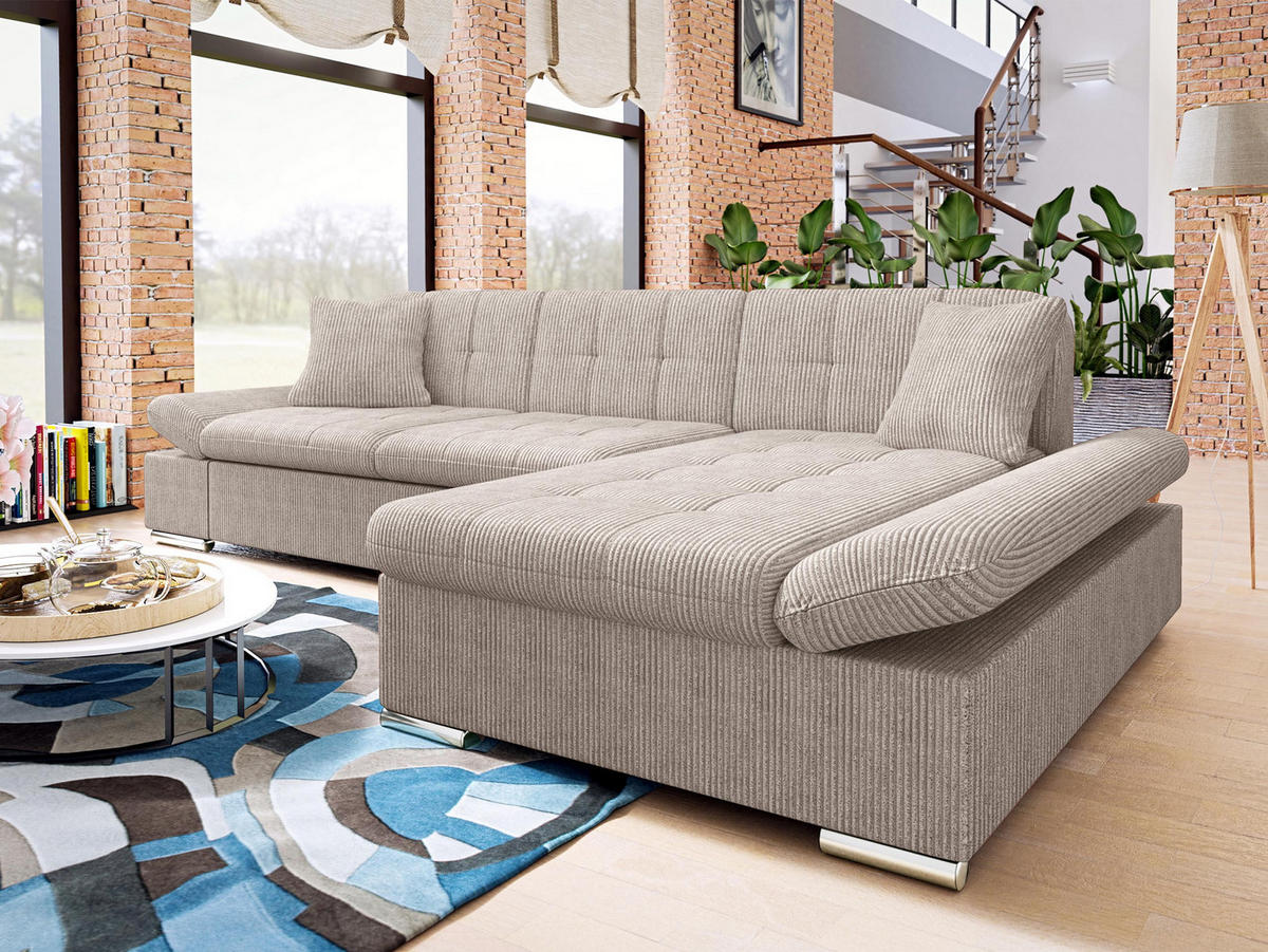 ECKSOFA Montana Cord, Seite: Rechts - Naturfarben, Holz/Textil (278/161cm) - MIRJAN24