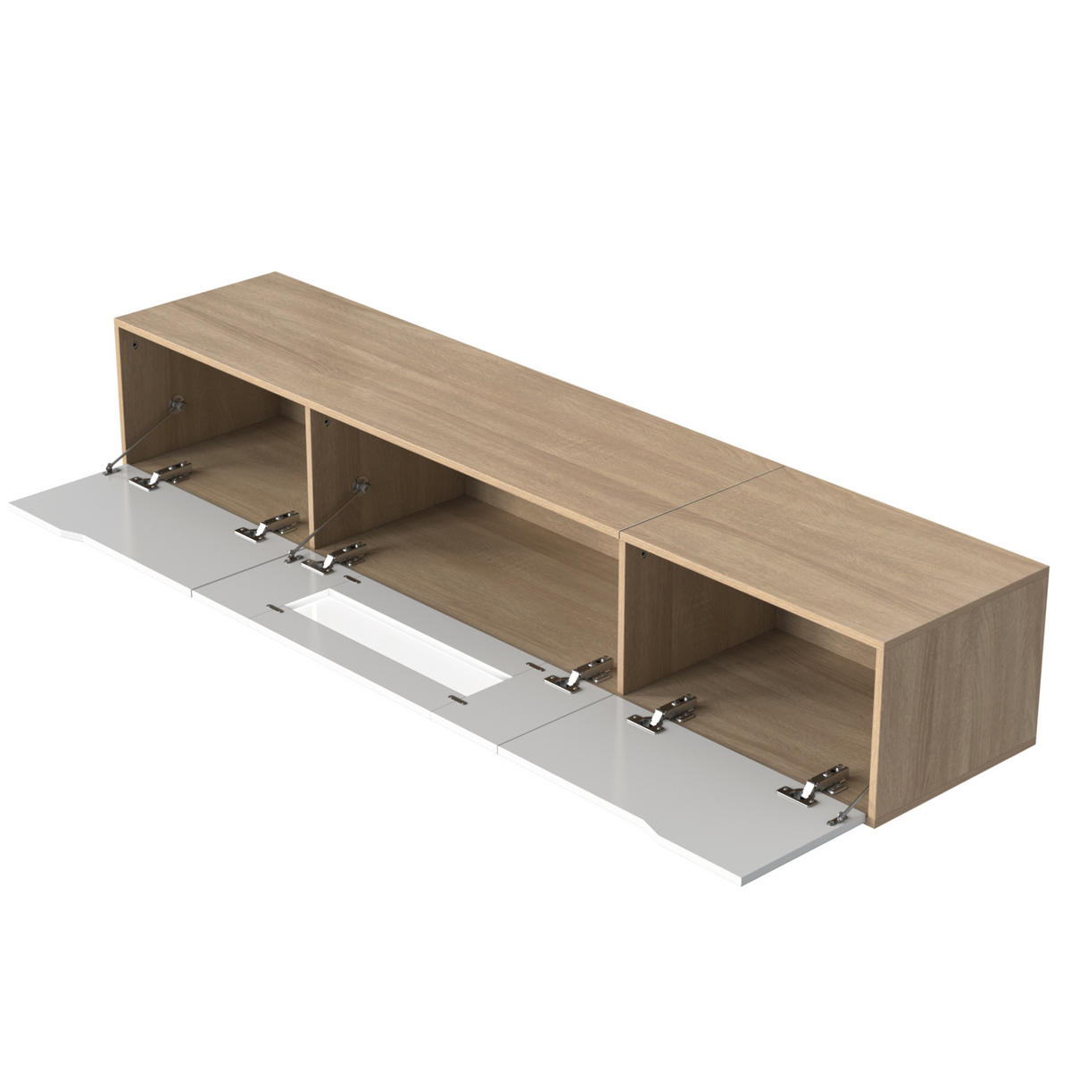TV-LOWBOARD aus Spanplatte 180x35x30 cm Weiß in Hochglanz mit LED-Beleuchtung - Weiß, Holzwerkstoff (180/30/35cm) - IVMEU