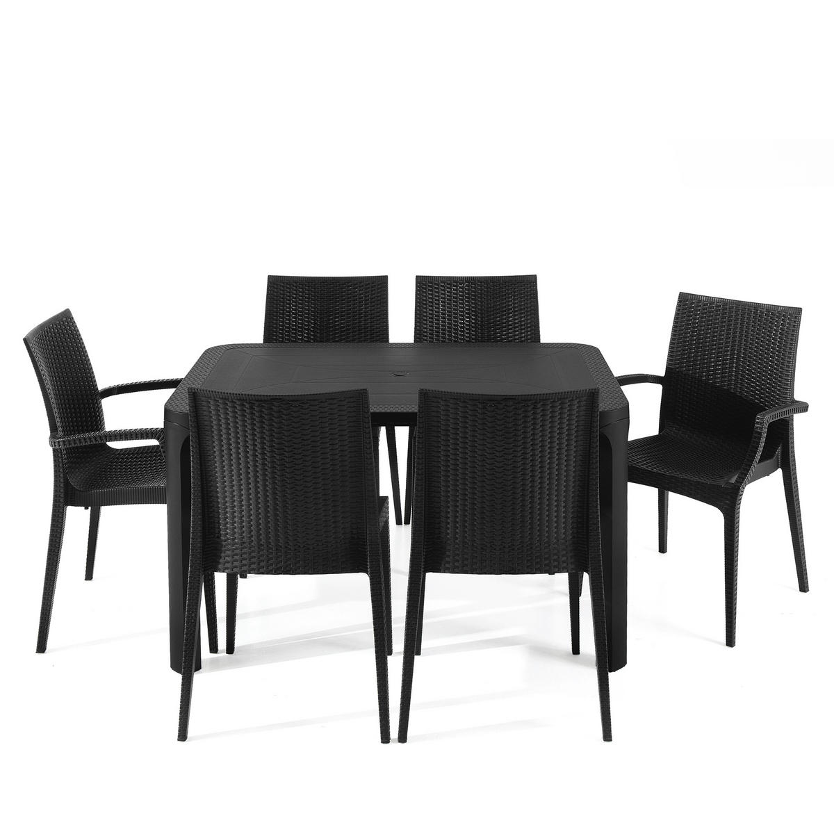 GARTENMÖBEL-SET LEOPSI, ETULI 7-tlg, Anthrazit - Anthrazit, Kunststoff - KONSIMO®