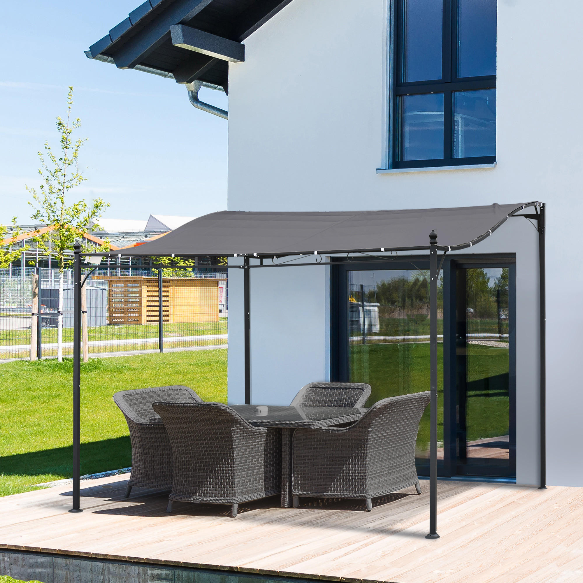 PERGOLA Gartenpavillon Metall Grau - Grau, Kunststoff/Metall (297/250/297cm) - Outsunny