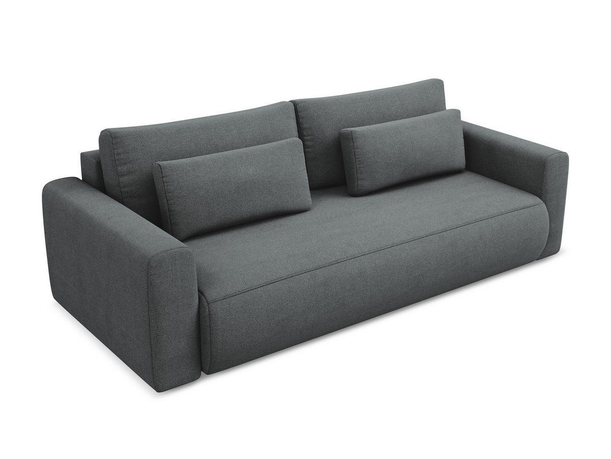 3-SITZER SOFA mit Schlaffunktion Strukturstoff Stoff Grau - Schwarz/Grau, Kunststoff/Textil (238/82/105cm) - Makamii