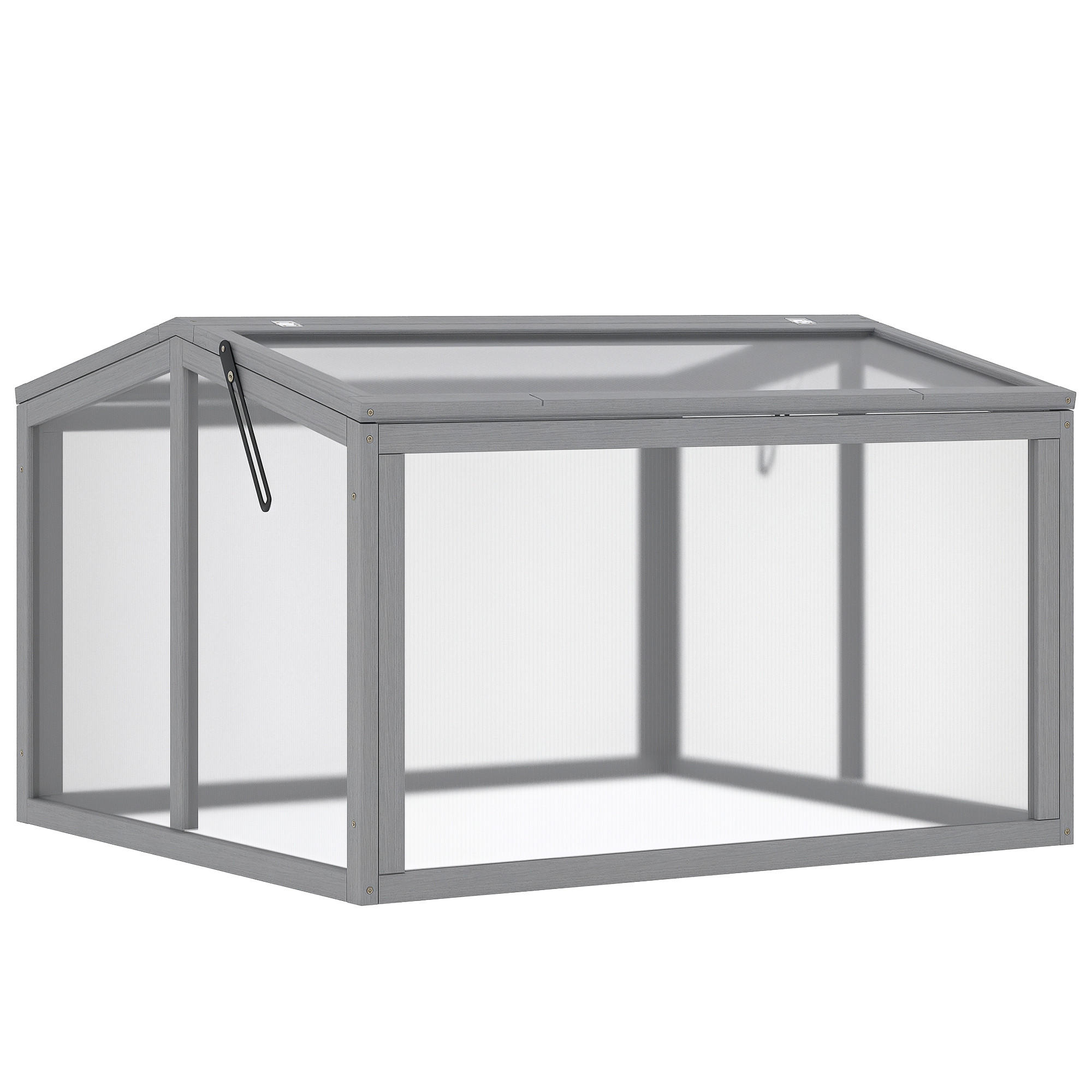 GEWÄCHSHAUS DE-05785 Holz & Polycarbonat, Doppeldach Hellgrau - Hellgrau, Holz/Kunststoff (80/58/90cm) - ComfortXL