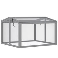 GEWÄCHSHAUS DE-05785 Holz & Polycarbonat, Doppeldach Hellgrau - Hellgrau, Holz/Kunststoff (80/58/90cm) - ComfortXL