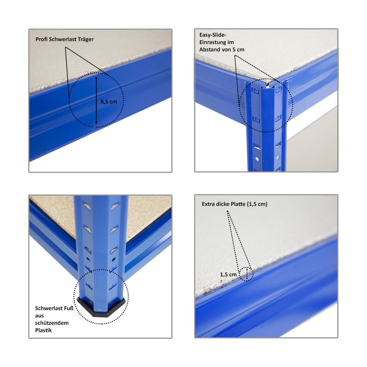 WERKBANK Dino höhenverstellbar 90x120x60 cm Traglast 600 kg Blau - Blau, Metall (120/87/60cm) - PROREGAL