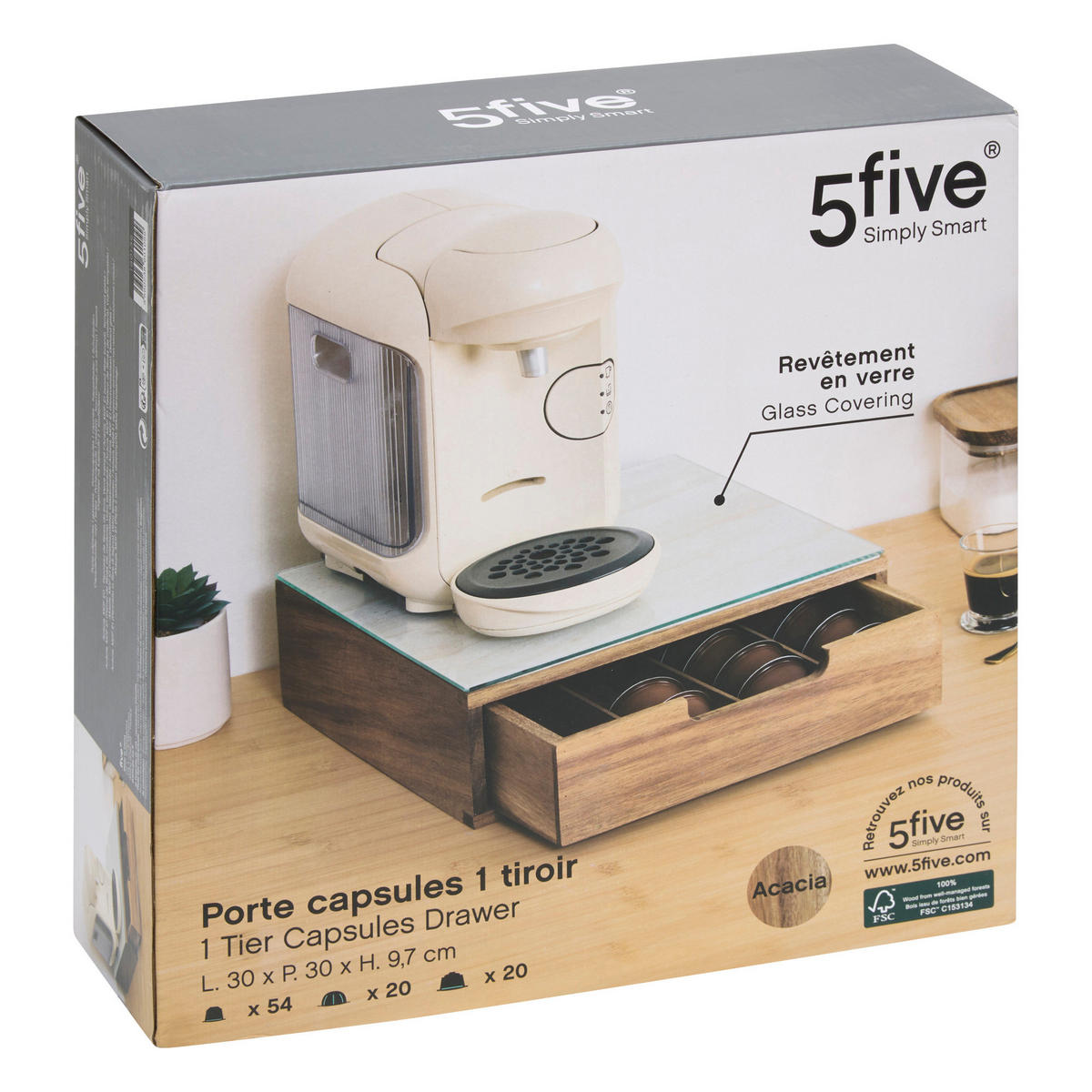 BEHÄLTER für Kaffeekapseln Natu 30/30/9,7 cm - Braun, Holz (30/9.7/30cm) - 5five Simply Smart
