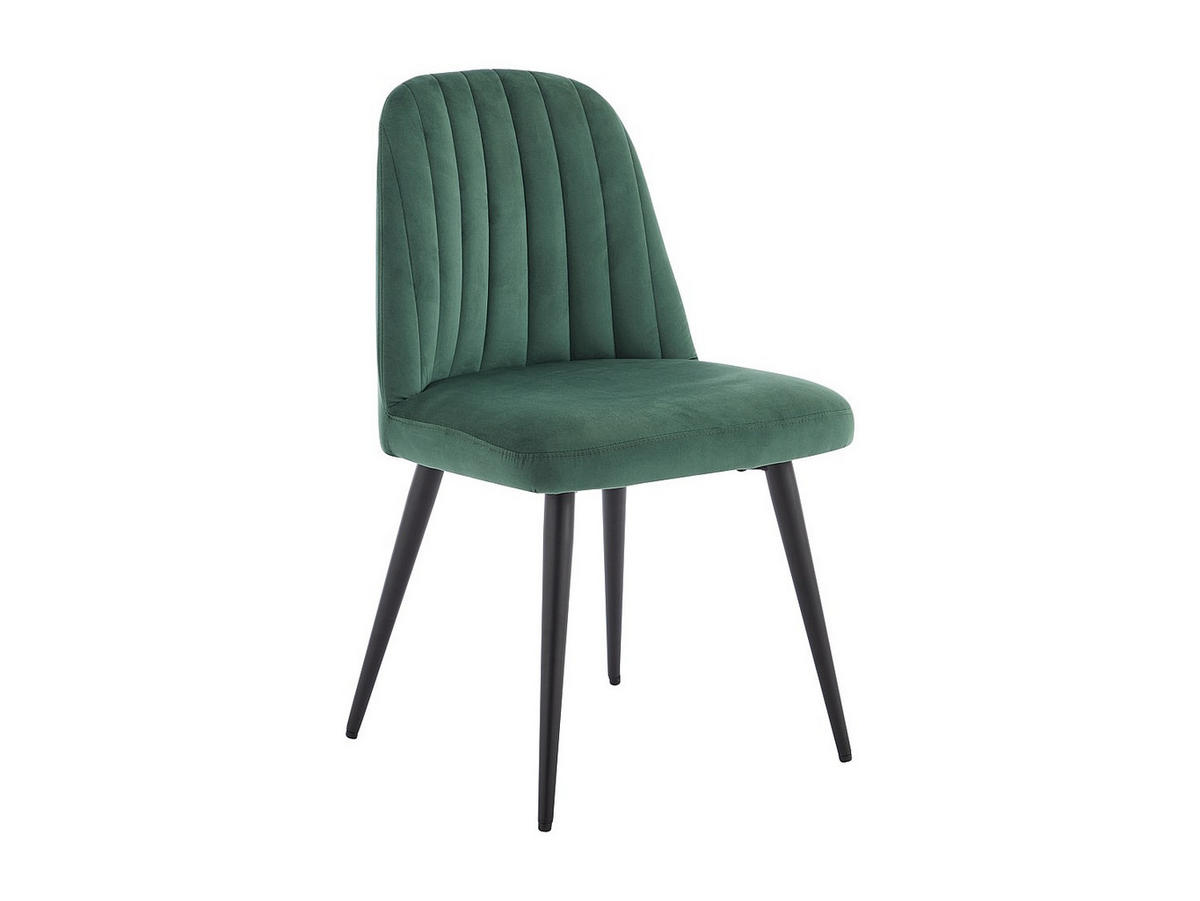 STUHL 6er-Set - Samt & schwarzes Metall - Grün - ELEANA - Grün, Textil (49/81/52cm) - Vente-Unique