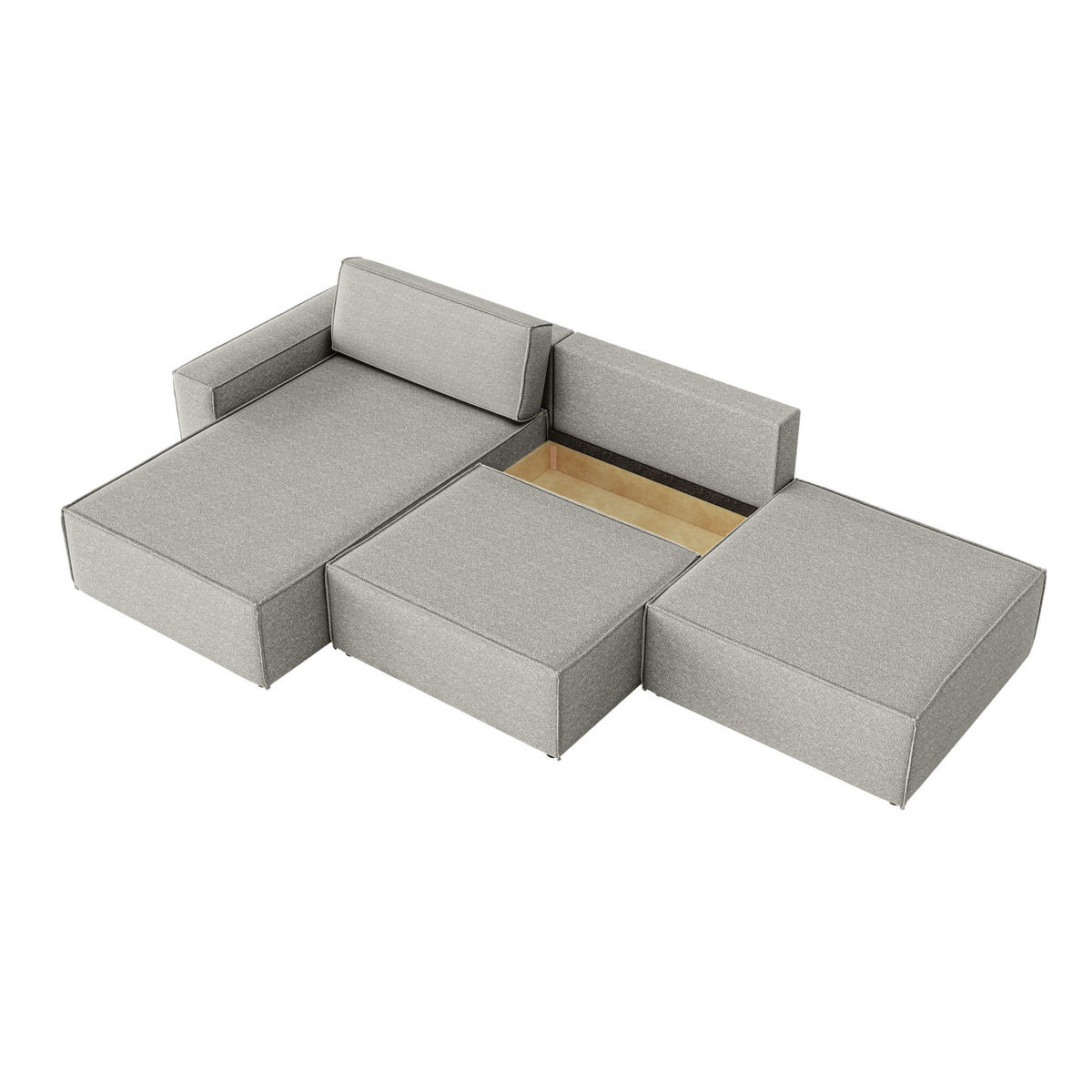 ECKSOFA Lummo Re mit Schlaffunktion, Grau - Grau, Textil (323/185cm) - Fedve