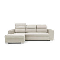 ECKSOFA CLOUD S Links mit Schlaffunktion 120x200 Velours Creme - Chromfarben/Creme, Holz/Kunststoff (155/260cm) - Muffo