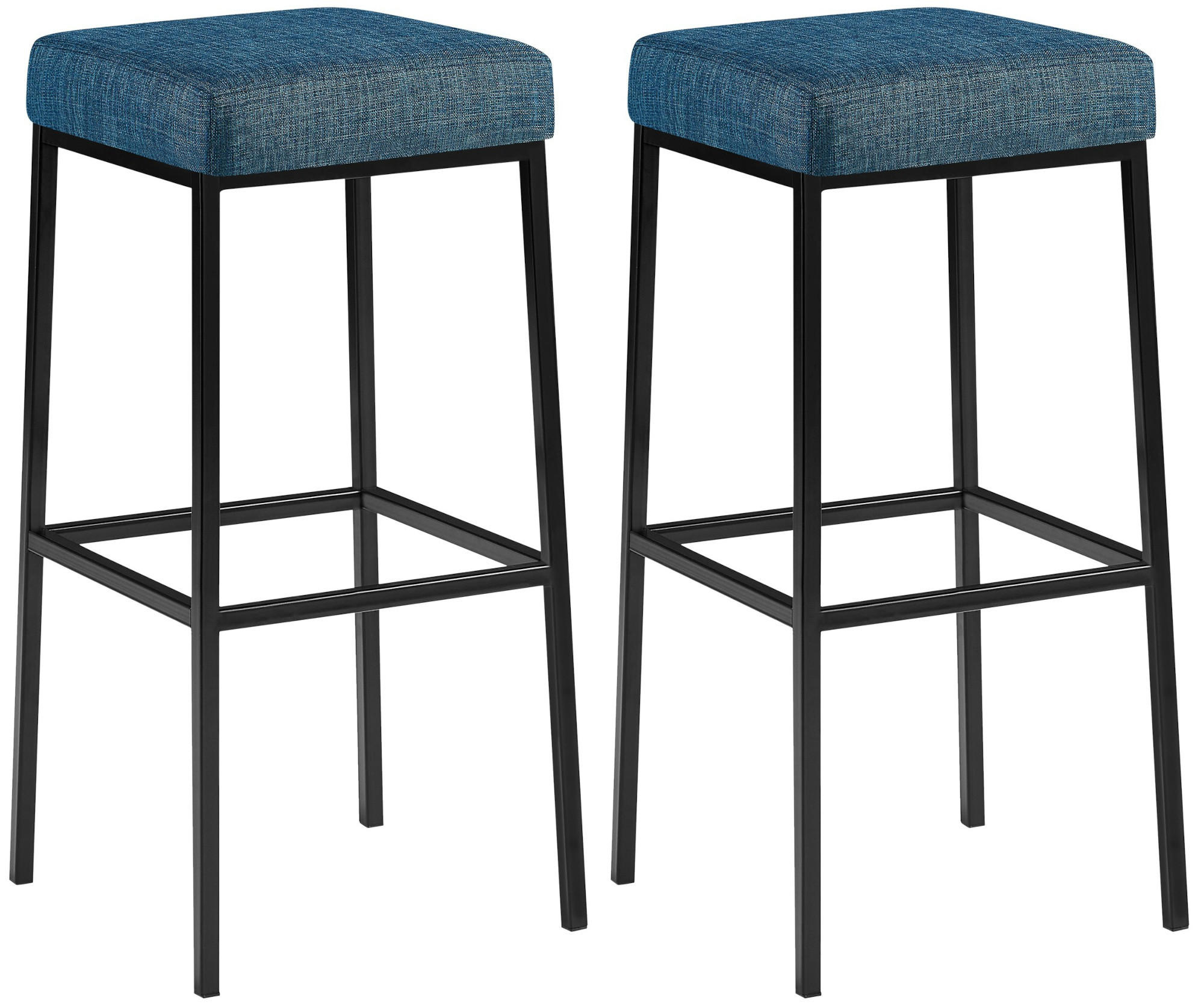 BARHOCKER 2er Set Stoff blau - Blau/Schwarz, Textil/Metall (37/78/37cm) - CLP