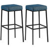 BARHOCKER 2er Set Stoff blau - Blau/Schwarz, Textil/Metall (37/78/37cm) - CLP
