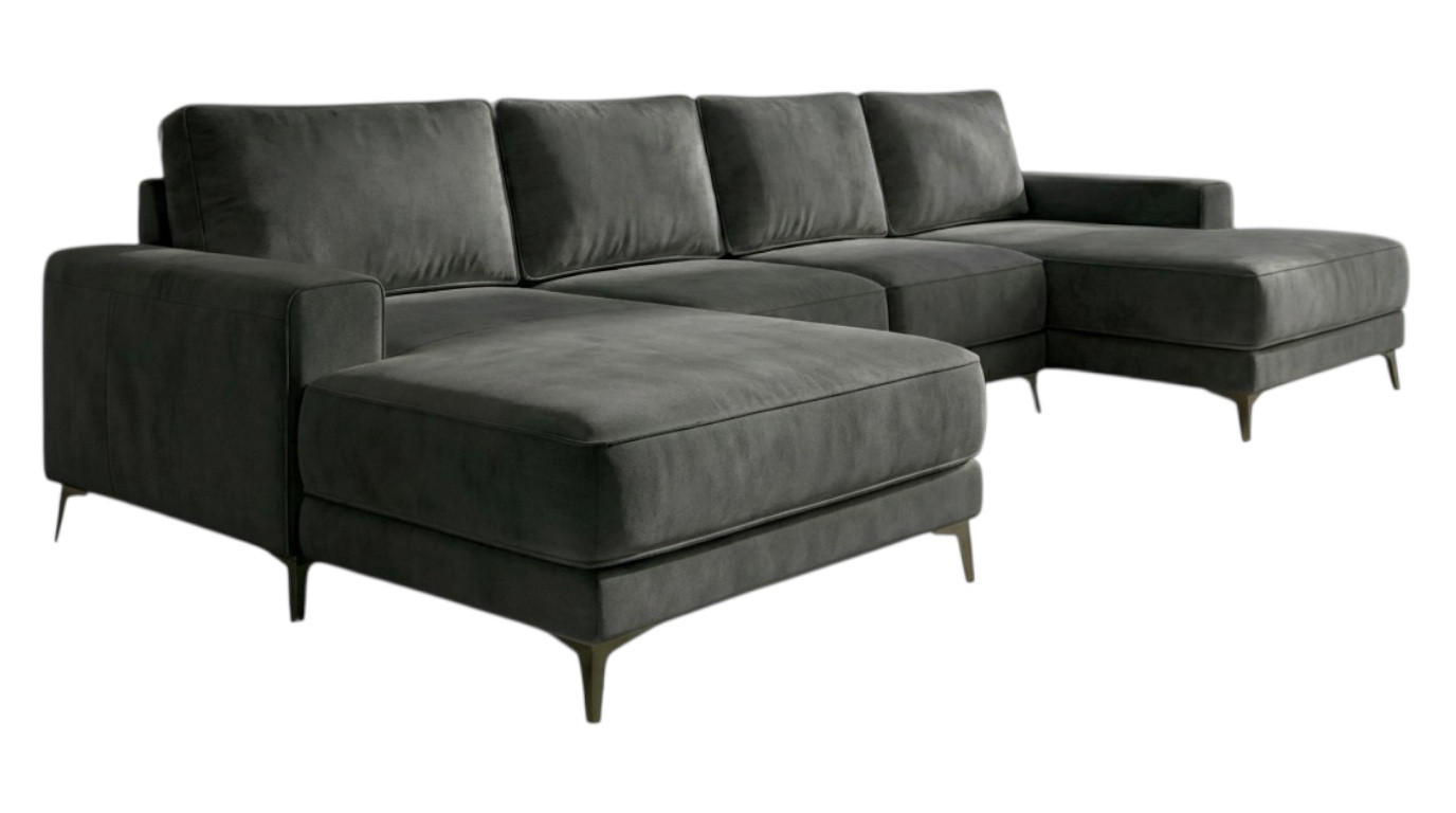 ECKSOFA VALTOR 320 cm x 185 cm – Stoff: CASABLANCA Graphit 15 Farbe: Dunkelgrau - Dunkelgrau, Textil (320/185cm) - A&J MöbelLand