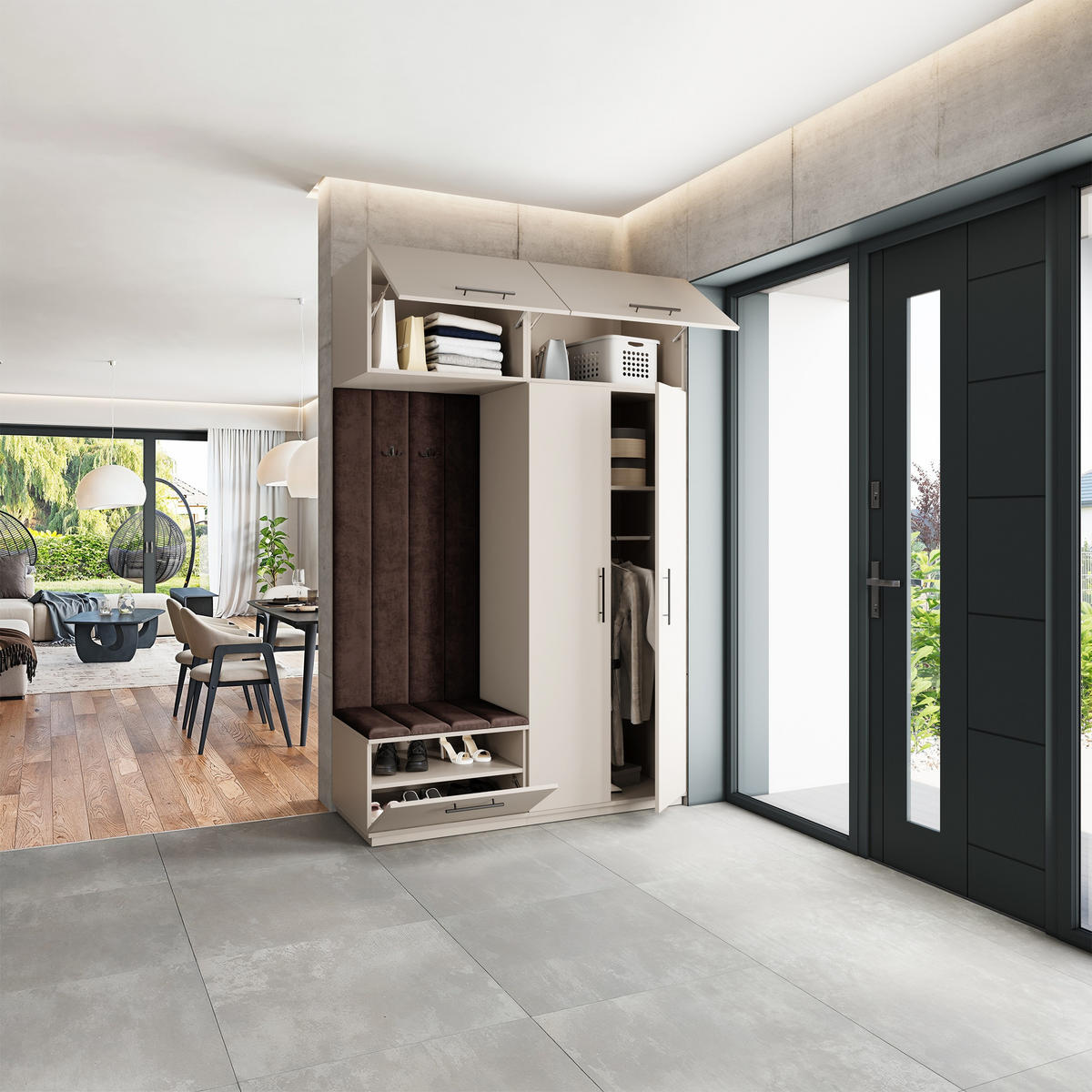 GARDEROBENSCHRANK REMA 150/240/60 cm Modern Garderobe-Set Kaschmir - Kaschmir/Braun, Holzwerkstoff (150/240/60cm) - MASSENO